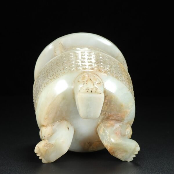 Hetian old jade Three-legged tripod Incense burner ornament - Image 2