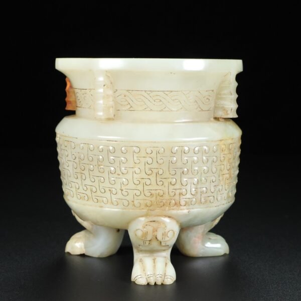 Hetian old jade Three-legged tripod Incense burner ornament - Image 4