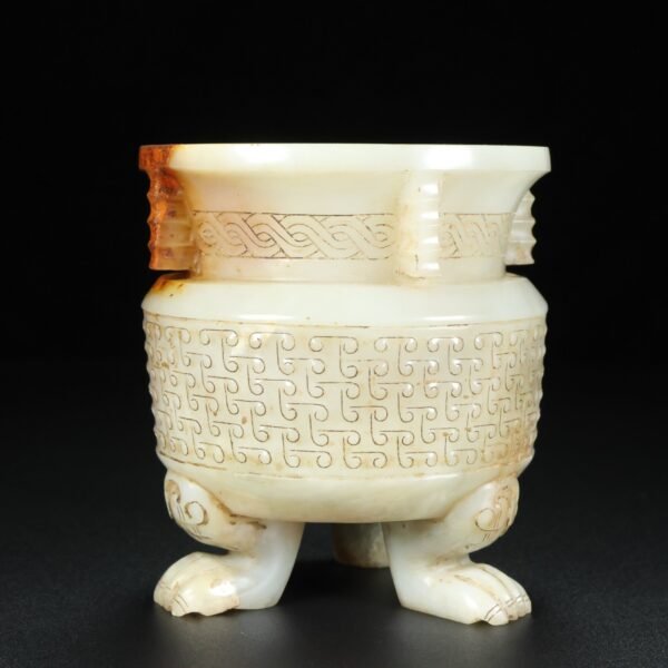 Hetian old jade Three-legged tripod Incense burner ornament - Image 6