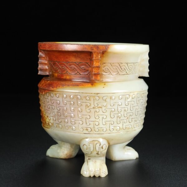 Hetian old jade Three-legged tripod Incense burner ornament - Image 7