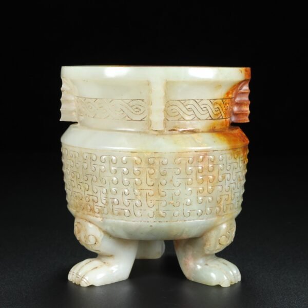 Hetian old jade Three-legged tripod Incense burner ornament - Image 8