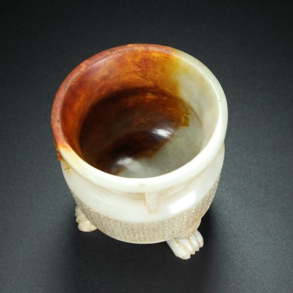Hetian old jade Three-legged tripod Incense burner ornament - Image 9