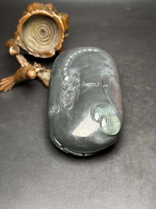 Exquisite Hetian jade blue and white seed material God of Wealth! Money rolling in - Image 5
