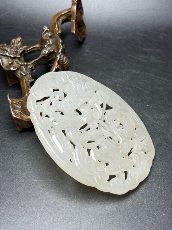 Exquisite Hetian jade Liaojin jade dragon pendant - Image 6