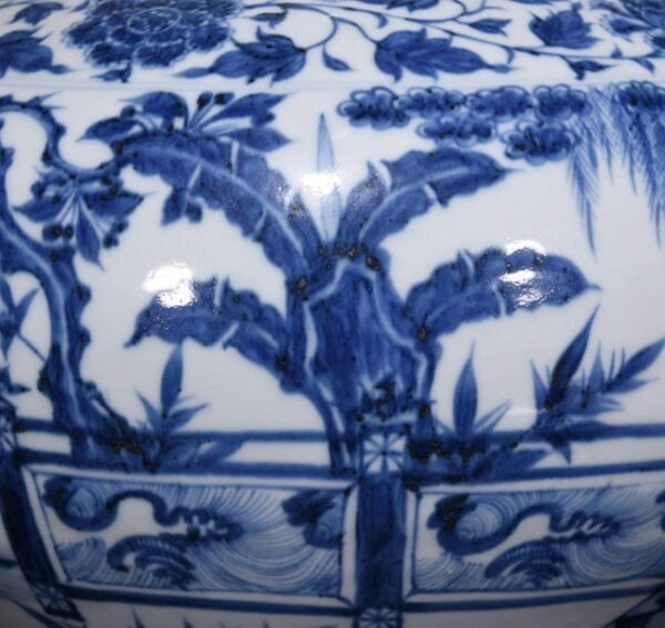 Yuan Dynasty blue and white brocade pavilion pattern jar - Image 3