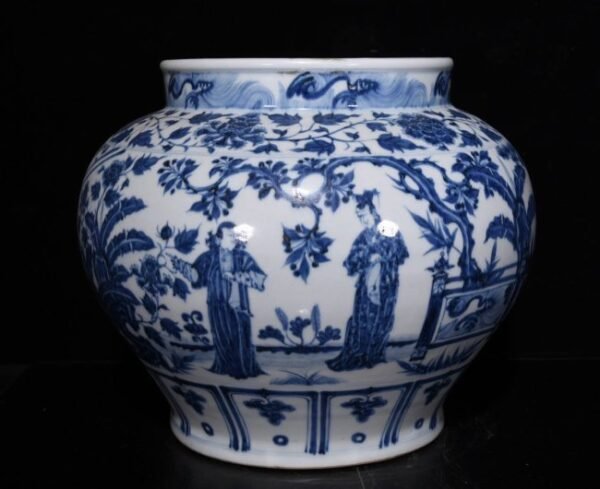 Yuan Dynasty blue and white brocade pavilion pattern jar - Image 5