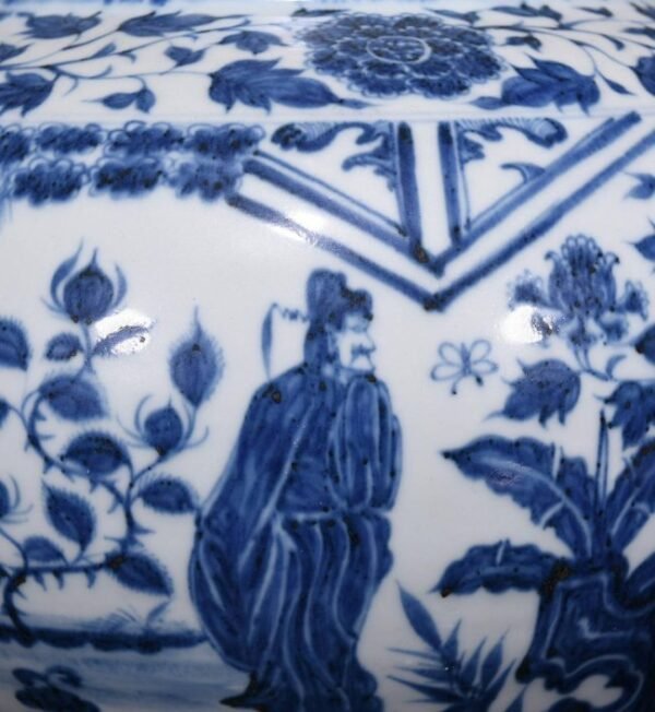 Yuan Dynasty blue and white brocade pavilion pattern jar - Image 6