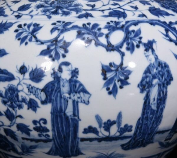Yuan Dynasty blue and white brocade pavilion pattern jar - Image 7