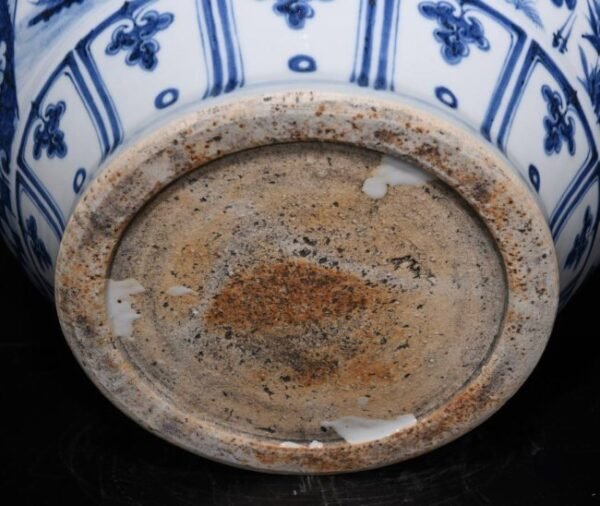 Yuan Dynasty blue and white brocade pavilion pattern jar - Image 8