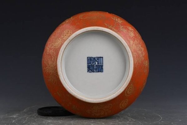 Qing Qianlong Alum Red Gold Painting Four Seasons Flower Poems Vase - Image 8