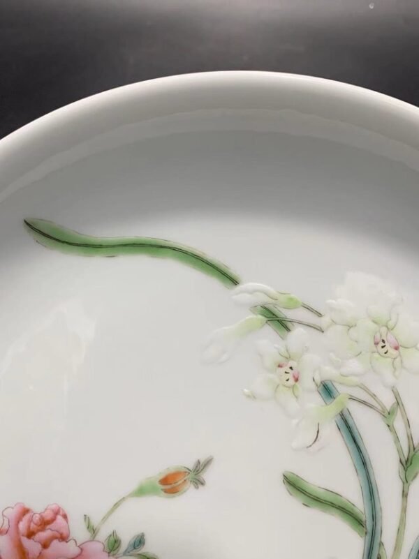 Qing Yongzheng pastel flower plate - Image 4