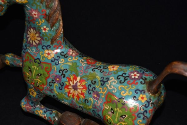 Collection of pure copper cloisonné filigree extra-large horse stepping on flying swallow ornaments - Image 3