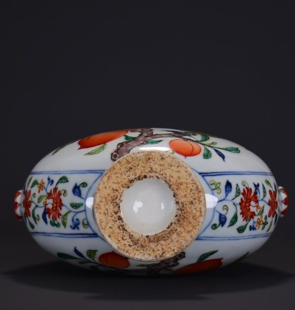 An old Ming Xuande multicolored loquat ribbon bird pattern vase - Image 9