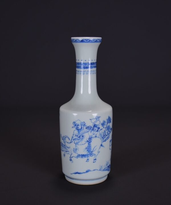 old Qing Kangxi blue and white vase with a pattern of fortune, wealth and longevity - Image 2
