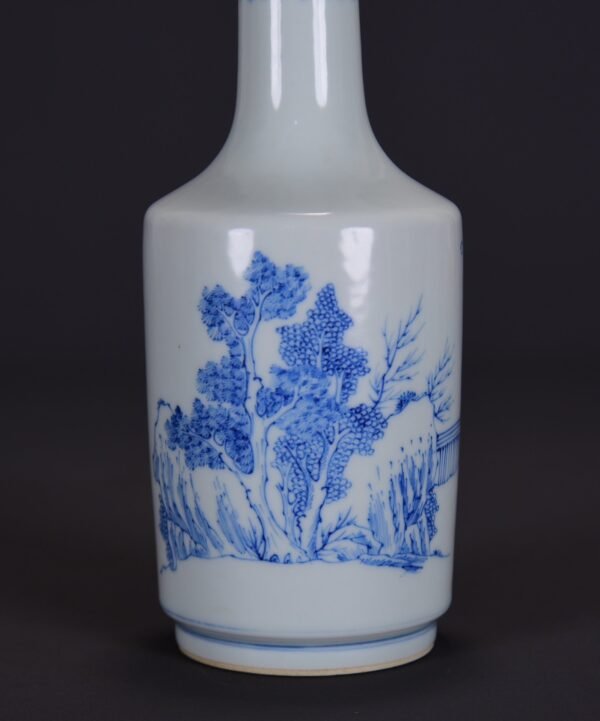 old Qing Kangxi blue and white vase with a pattern of fortune, wealth and longevity - Image 9