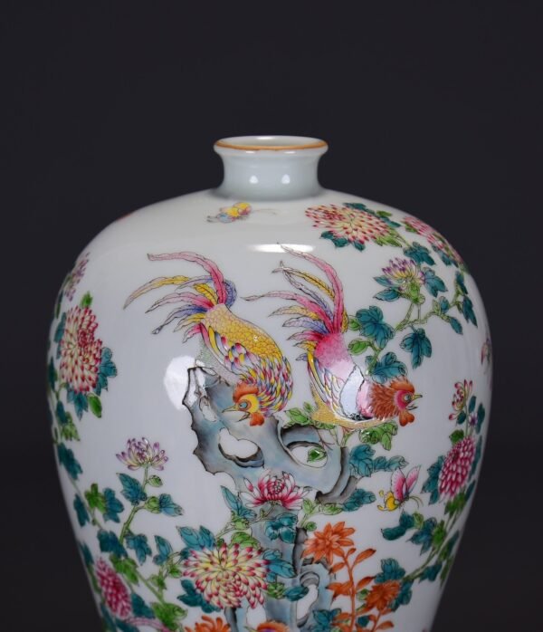 old collection of Qing Yongzheng famille rose plum vase with a picture of spring dawn - Image 2