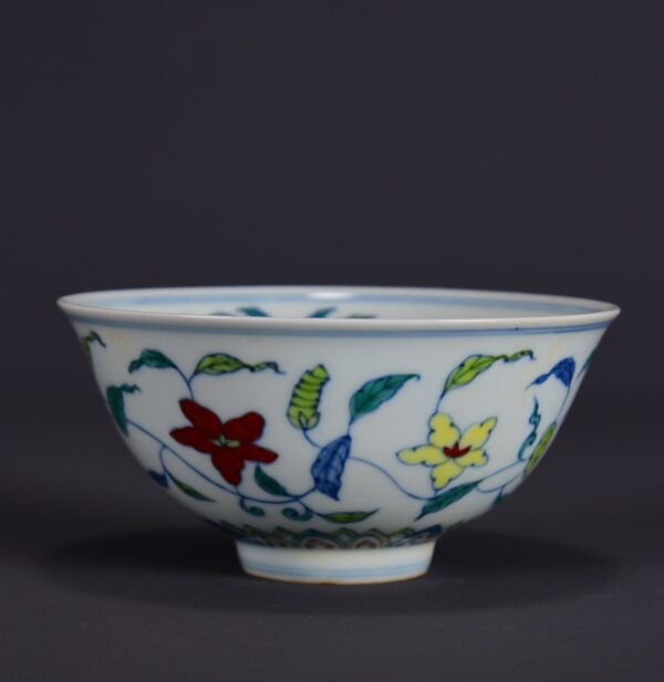 An old collection of Ming Chenghua Doucai morning glory pattern bowl - Image 7