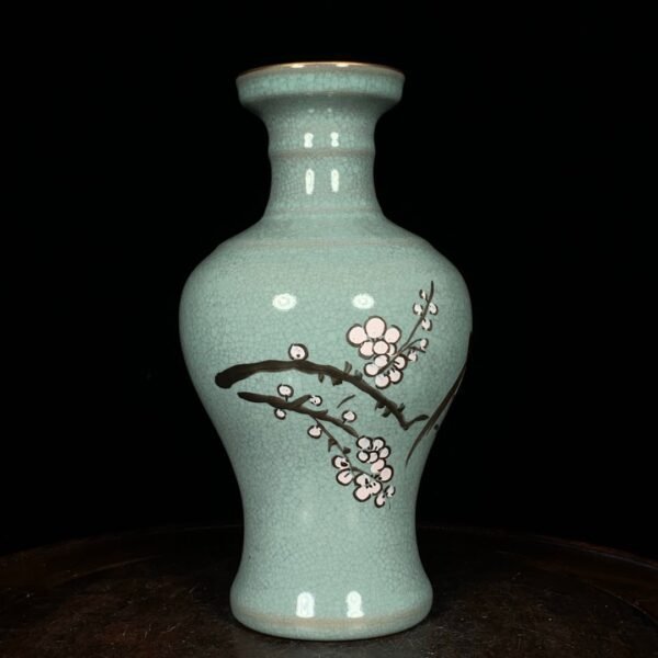 Song Ru kiln painted flower and bird pattern plate-mouthed vase - Image 2