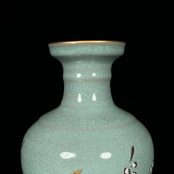Song Ru kiln painted flower and bird pattern plate-mouthed vase - Image 5