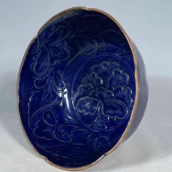 Song Ding kiln blue glaze carved flower pattern sunflower bowl - Image 7