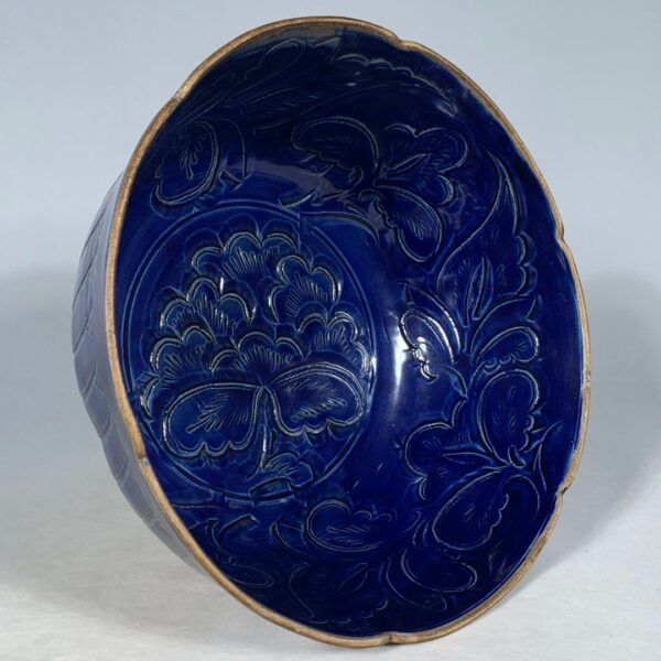 Song Ding kiln blue glaze carved flower pattern sunflower bowl - Image 8