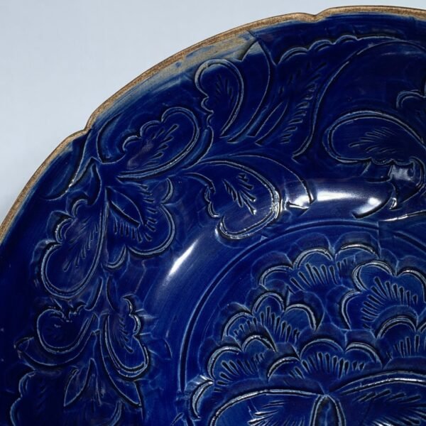 Song Ding kiln blue glaze carved flower pattern sunflower bowl - Image 9