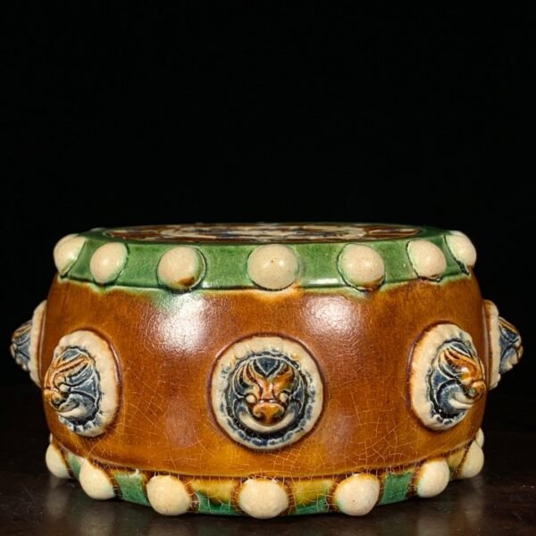 Tang Sancai flower pattern drum-shaped pillow - Image 2