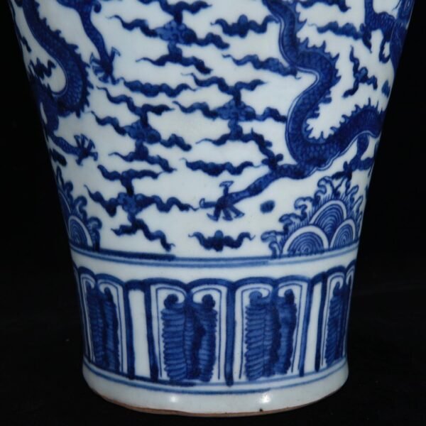 Ming Jiajing Blue and White Dragon Plum Vase - Image 6