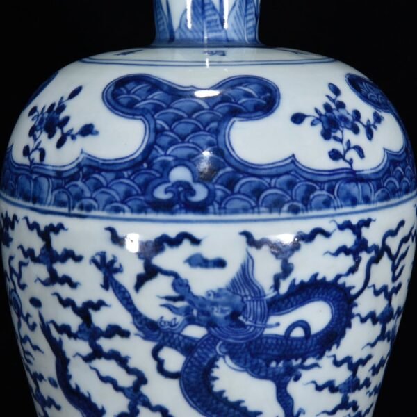 Ming Jiajing Blue and White Dragon Plum Vase - Image 8