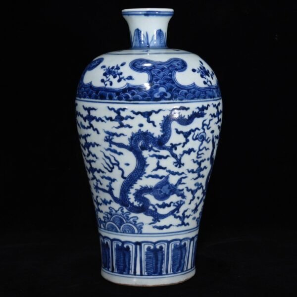 Ming Jiajing Blue and White Dragon Plum Vase - Image 2