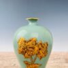 Ru porcelain inlaid with gold and carved with poems, plum vase - Image 6