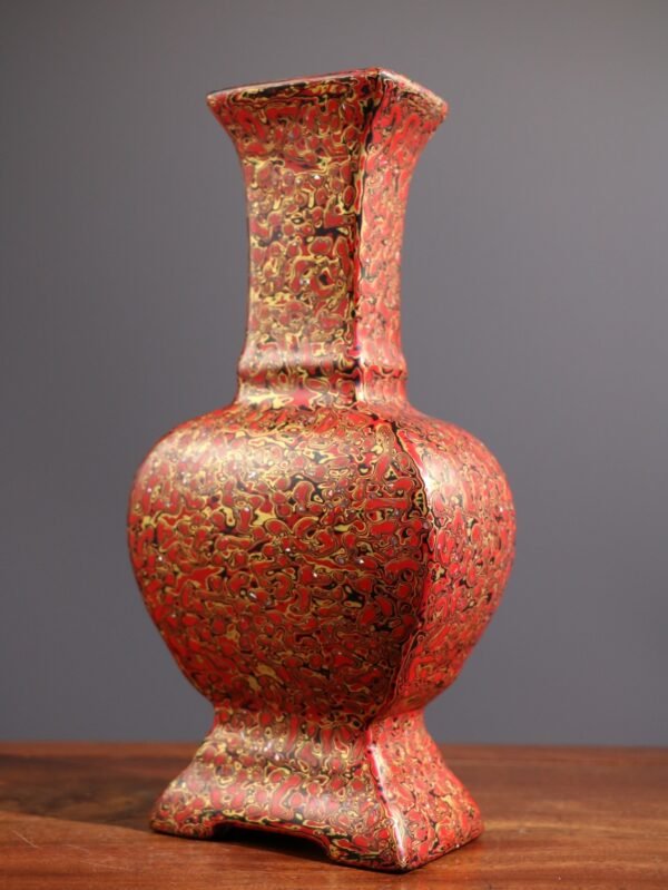 An old collection of old porcelain rhinoceros skin lacquer vase - Image 6