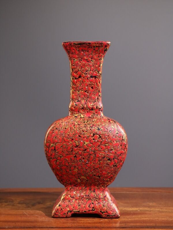 An old collection of old porcelain rhinoceros skin lacquer vase