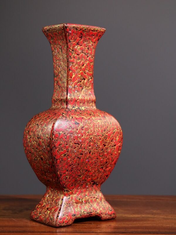 An old collection of old porcelain rhinoceros skin lacquer vase - Image 8