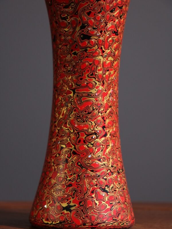 An old collection of rhinoceros skin lacquer porcelain waisted plum vase - Image 4