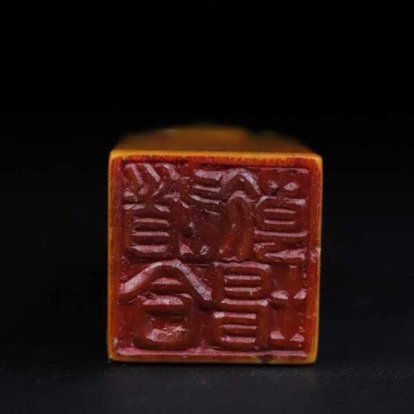 Old collection of wooden box Shoushan stone dragon button seal - Image 8