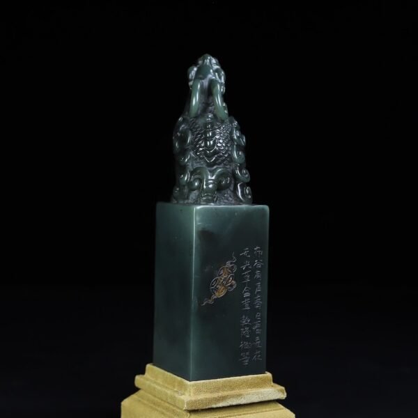 Old collection of wooden box Shoushan stone auspicious animal button seal - Image 6