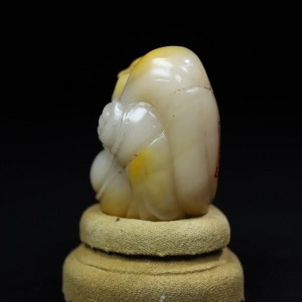 Old collection of wooden box Shoushan stone cloth bag Maitreya laughing Buddha treasure - Image 2