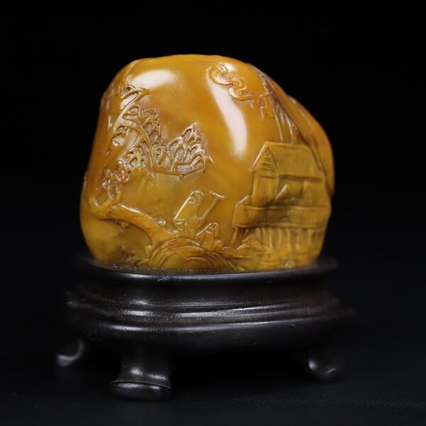 Old collection of wooden box Shoushan stone Qinggong visiting relatives and friends figure thin seal - Image 4