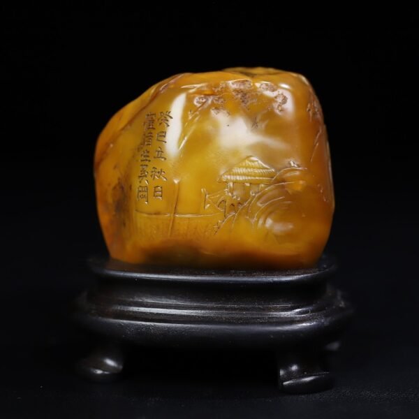Old collection of wooden box Shoushan stone Qinggong visiting relatives and friends figure thin seal - Image 7