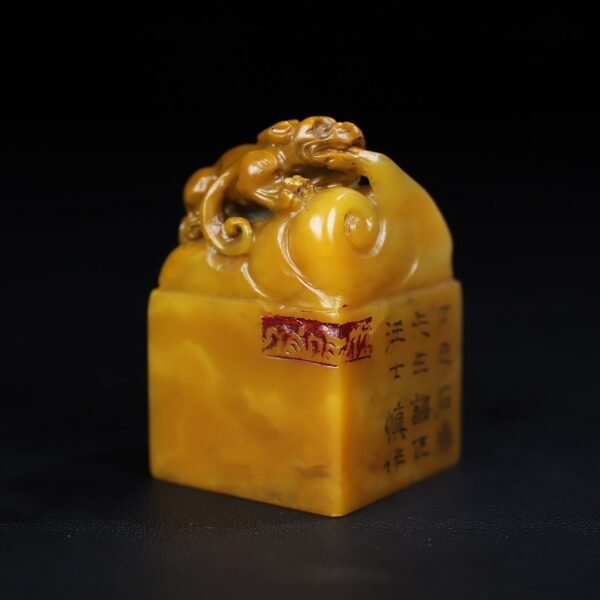 Old collection of wooden box Shoushan stone Chihulong seal - Image 4