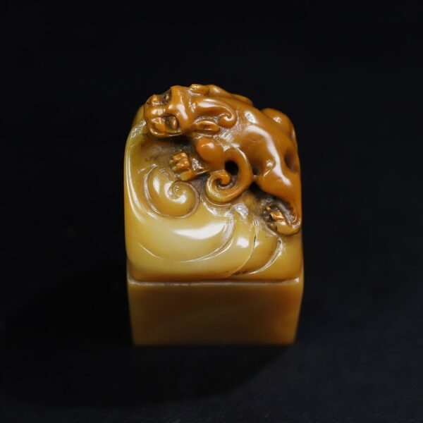 Old collection of wooden box Shoushan stone Chihulong seal - Image 5
