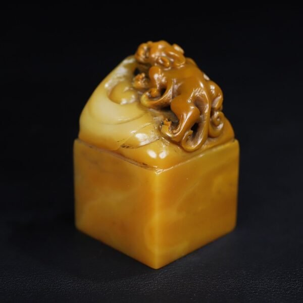 Old collection of wooden box Shoushan stone Chihulong seal - Image 6