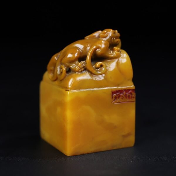 Old collection of wooden box Shoushan stone Chihulong seal