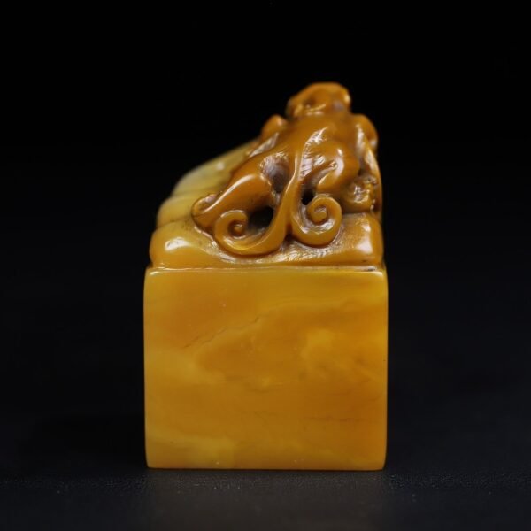 Old collection of wooden box Shoushan stone Chihulong seal - Image 9