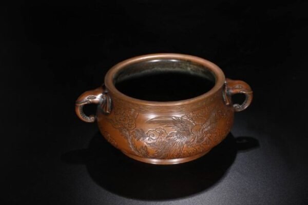 Ming Dynasty Fine Cast Copper Body Phoenix Pattern Elephant Head Ear Furnace - Image 2