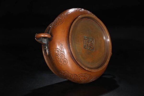Ming Dynasty Fine Cast Copper Body Phoenix Pattern Elephant Head Ear Furnace - Image 6