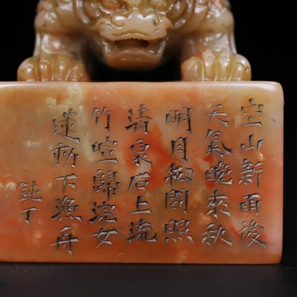 Old Shoushan Furong stone double-headed animal button seal - Image 3