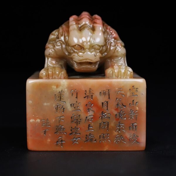 Old Shoushan Furong stone double-headed animal button seal - Image 4