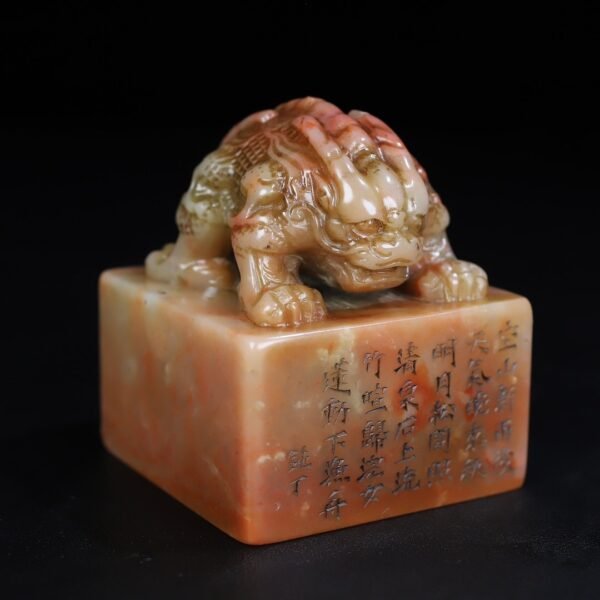 Old Shoushan Furong stone double-headed animal button seal - Image 6